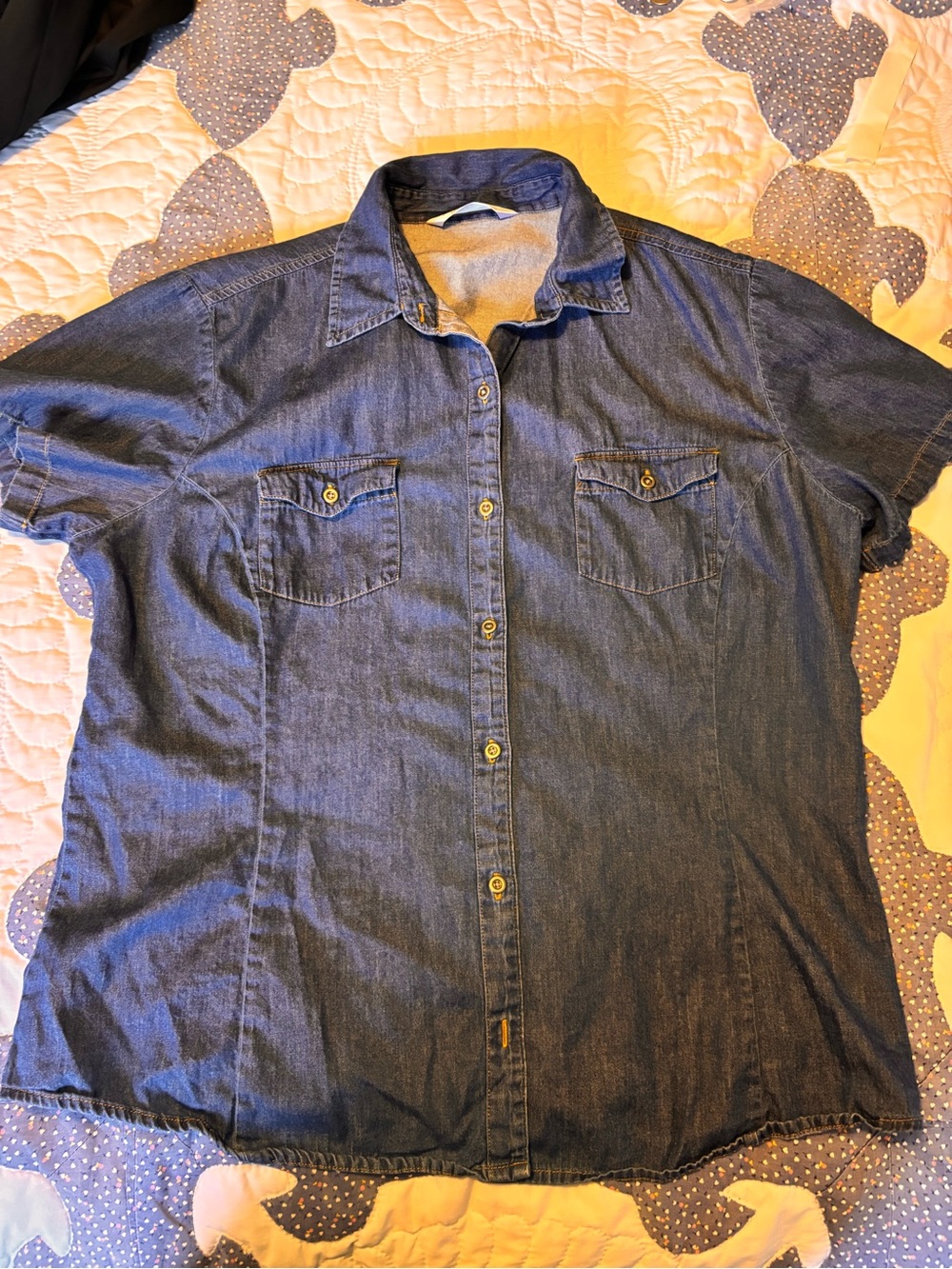 Riders Denim button down short sleeved shirt